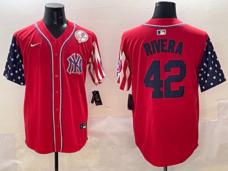 Men New York Yankees #42 Rivera Red a generation of national flags Jointly Name 2025 Nike MLB Jersey style 7->new york yankees->MLB Jersey